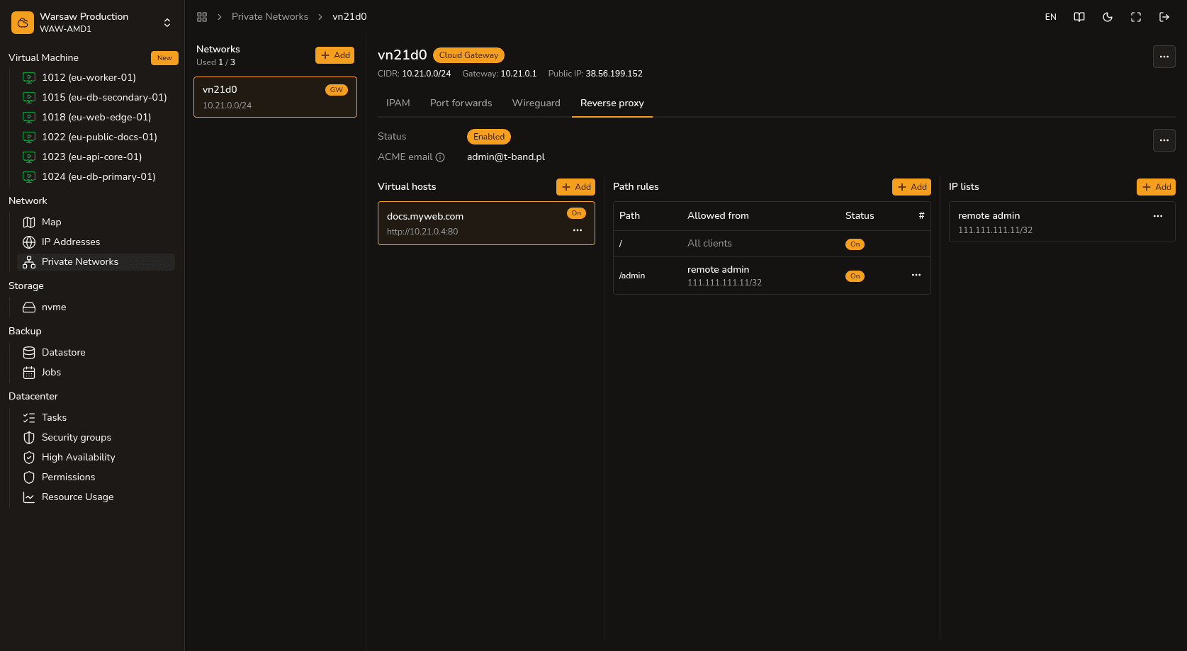 Reverse proxy — vhost and backend