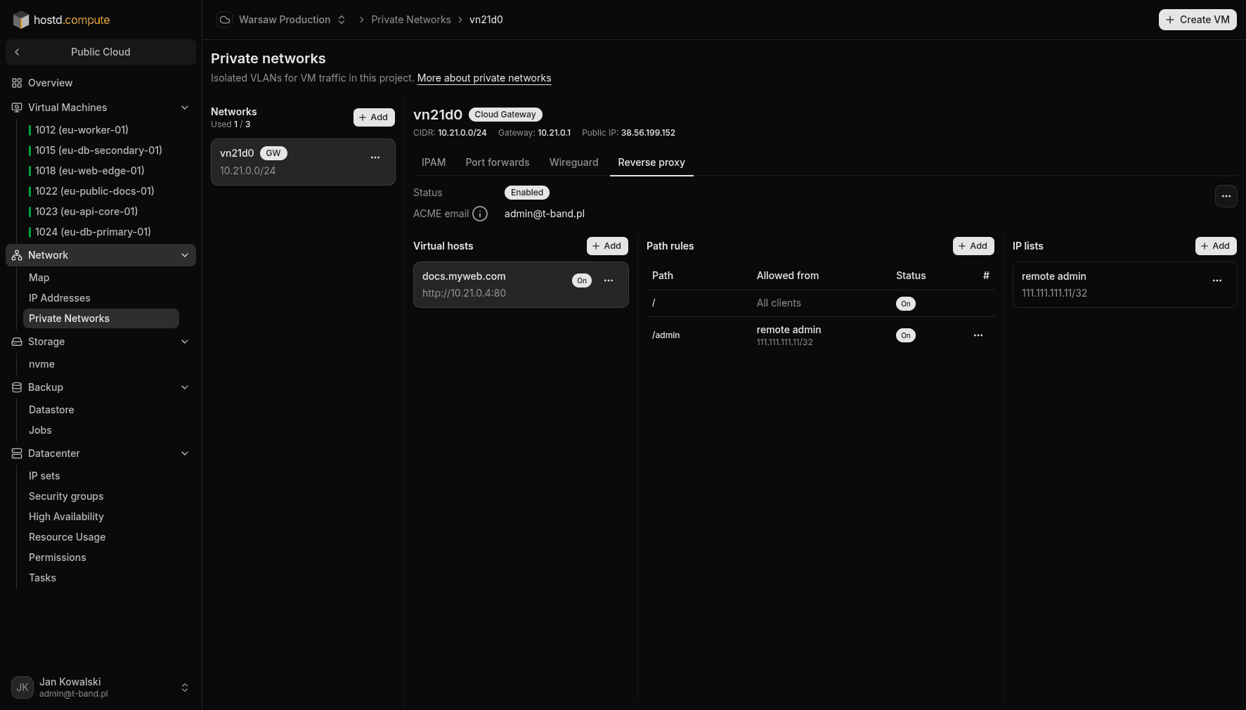 Reverse proxy — vhost and backend