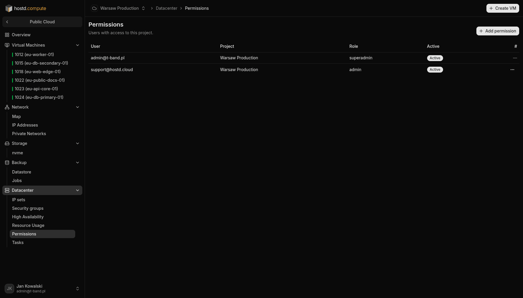 Add user and role