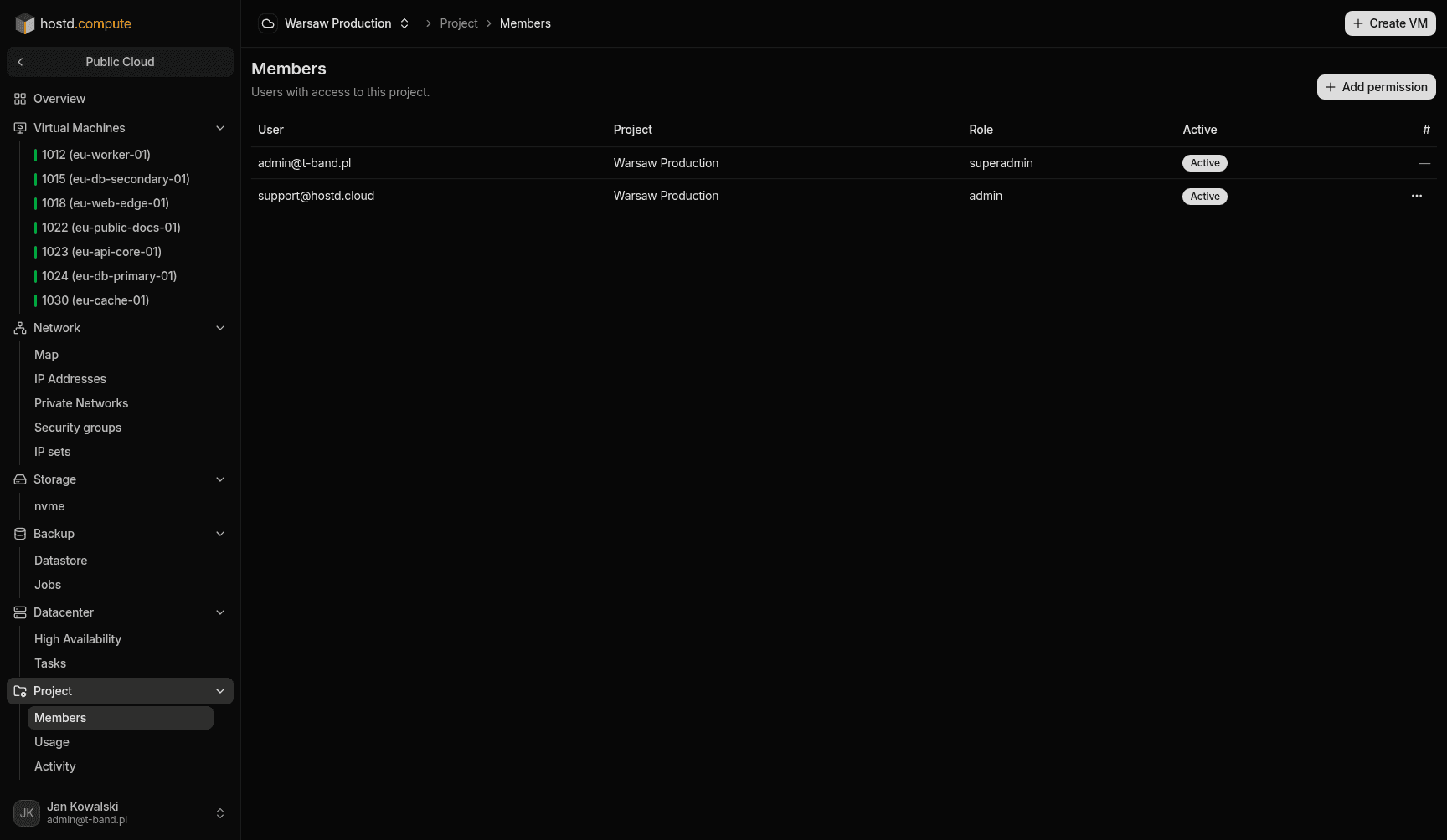 Add user and role